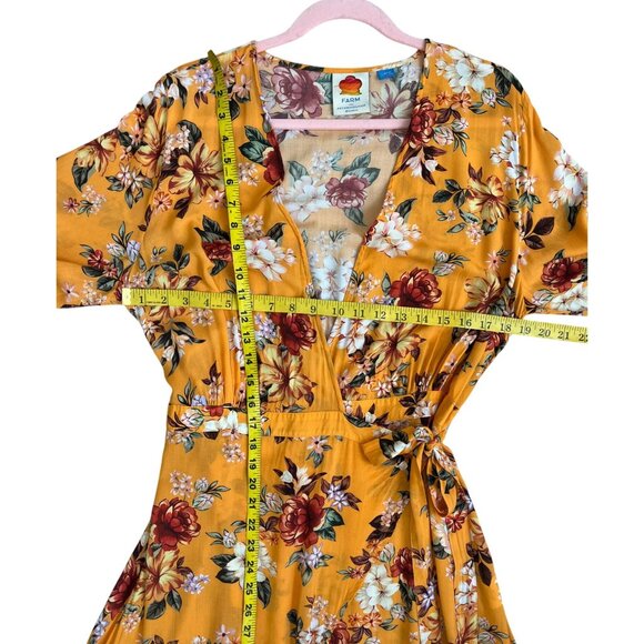 Farm Rio Anthropologie Wrap Maxi Dress Boho Floral Resort Western Glam L Petite - Picture 11 of 15